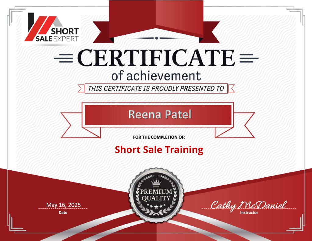 Short sale certificate
